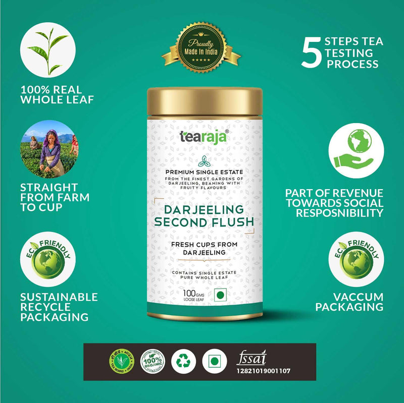 Darjeeling Second Flush Tea 30 Tea Bags - Tearaja