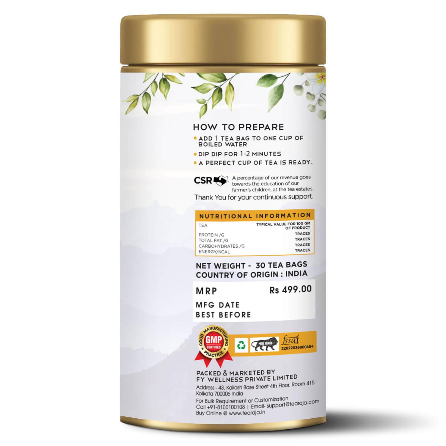 Organic Green Tea 30 Teabags - Tearaja