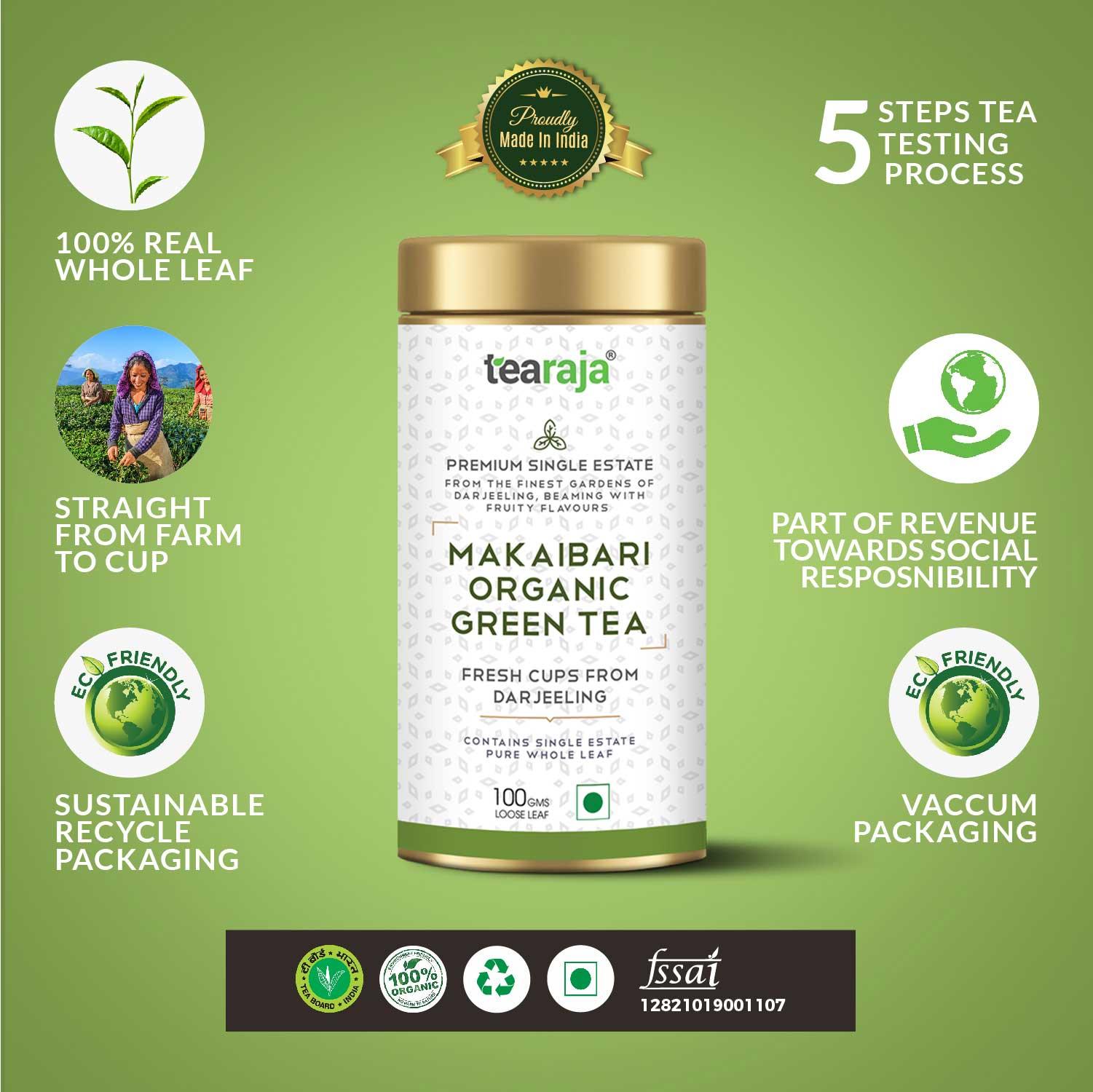 Makaibari Organic Green Tea 30 Teabags - Tearaja