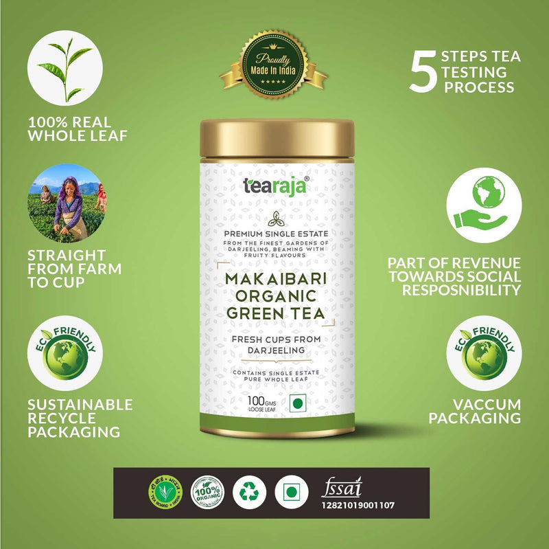 Makaibari Organic Green Tea 30 Teabags - Tearaja