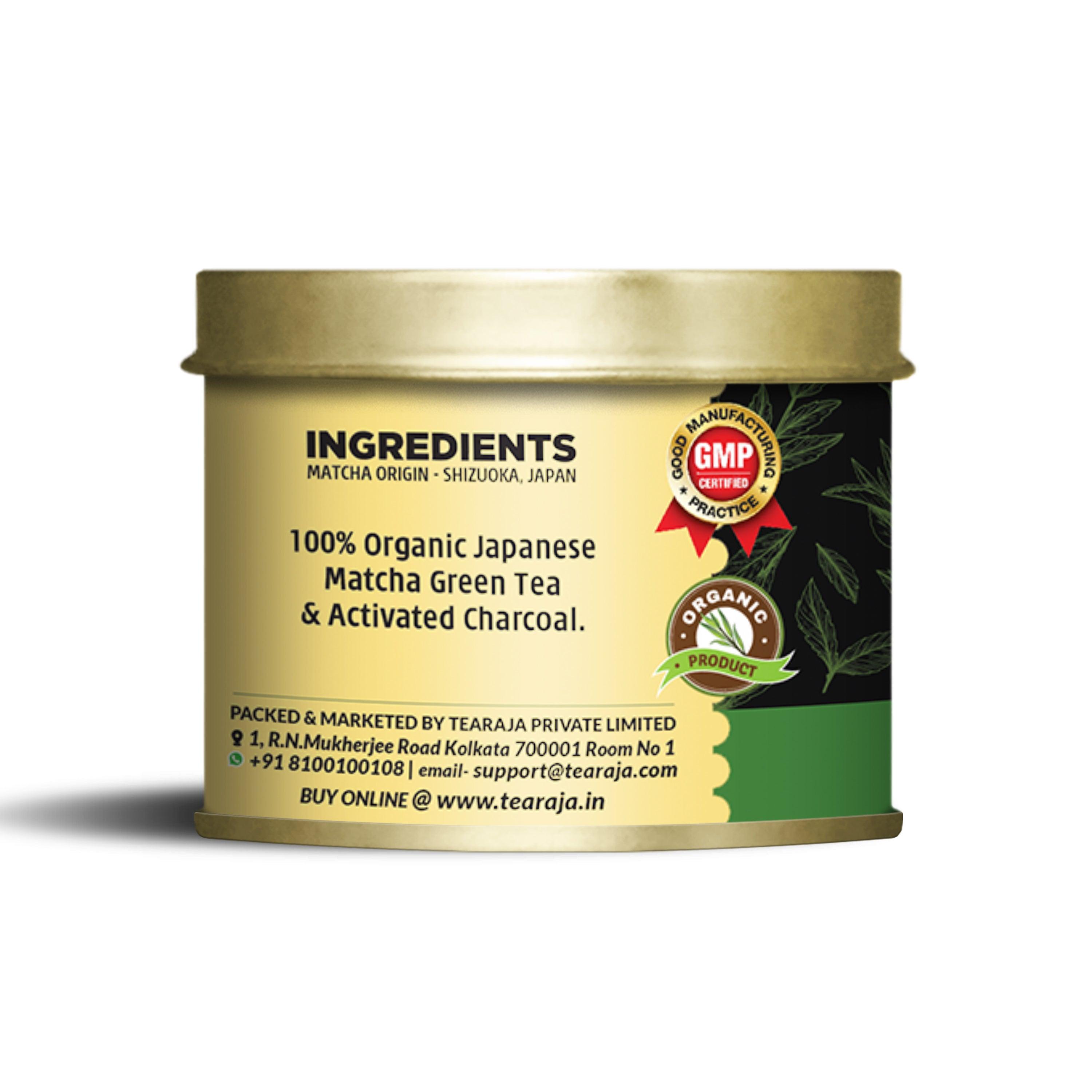 Organic Matcha with Activated Charcoal Green Tea - Tearaja
