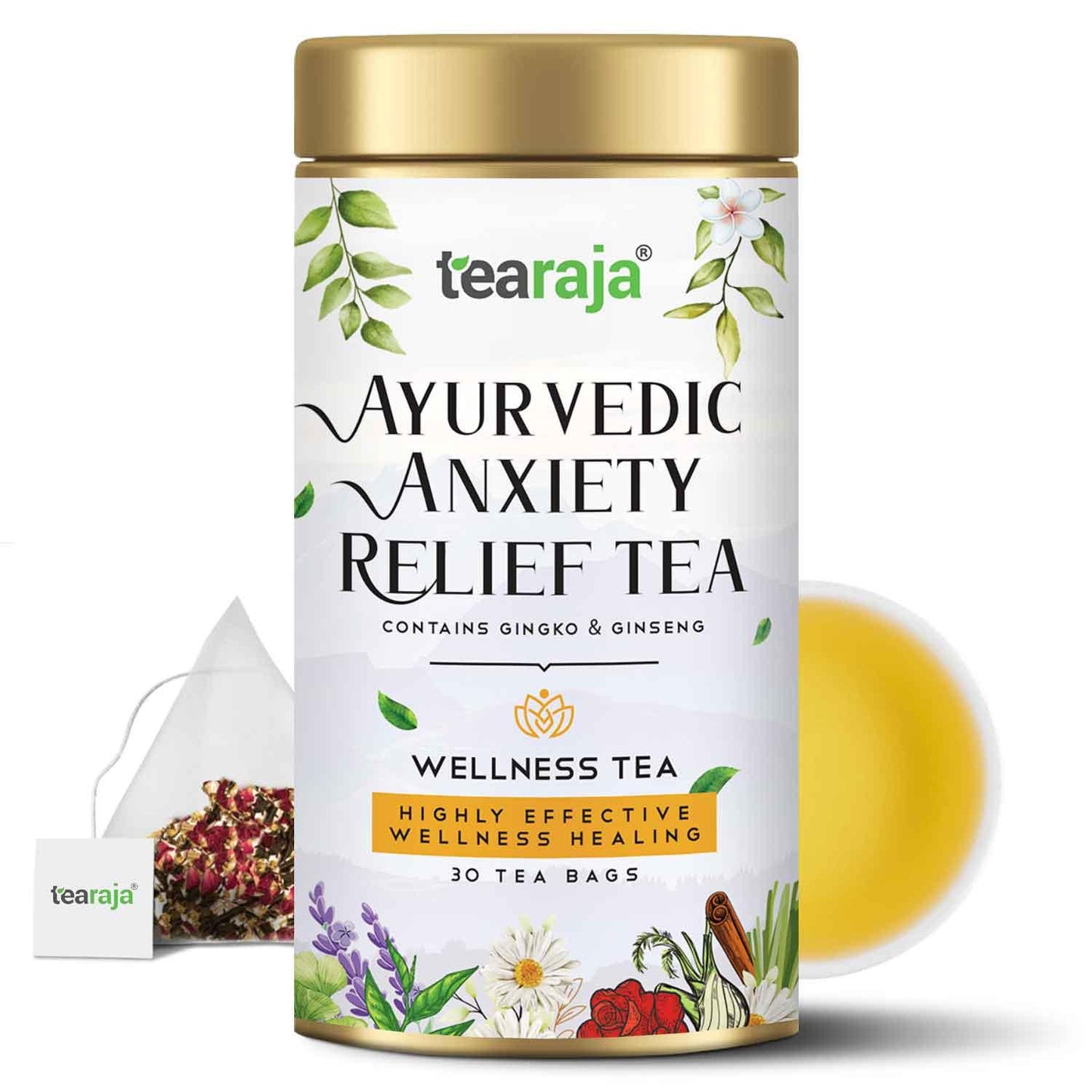 Ayurvedic Anxiety Relief Herbal Tea 30 TeaBags - Tearaja