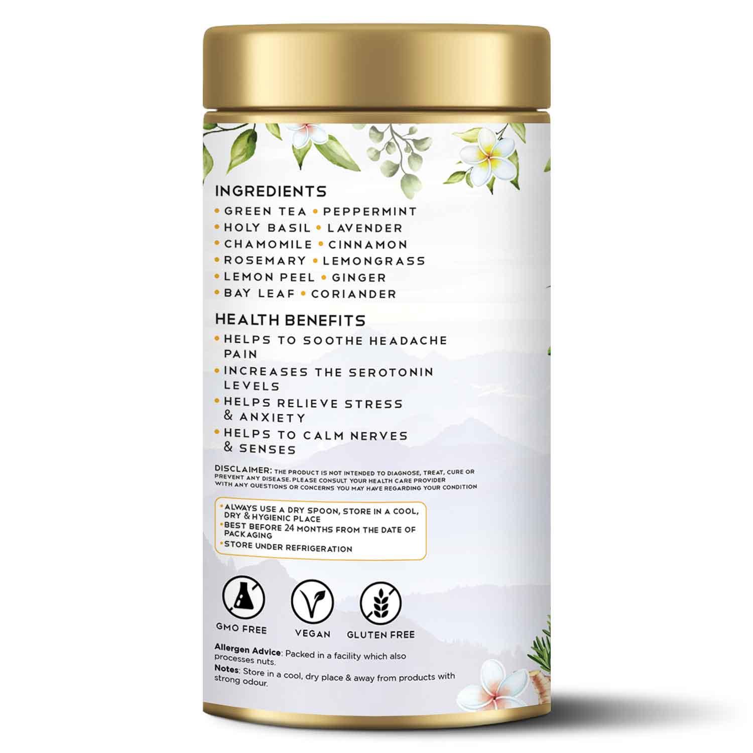 Ayurvedic Headache Relief Herbal 30 Tea Bags - Tearaja