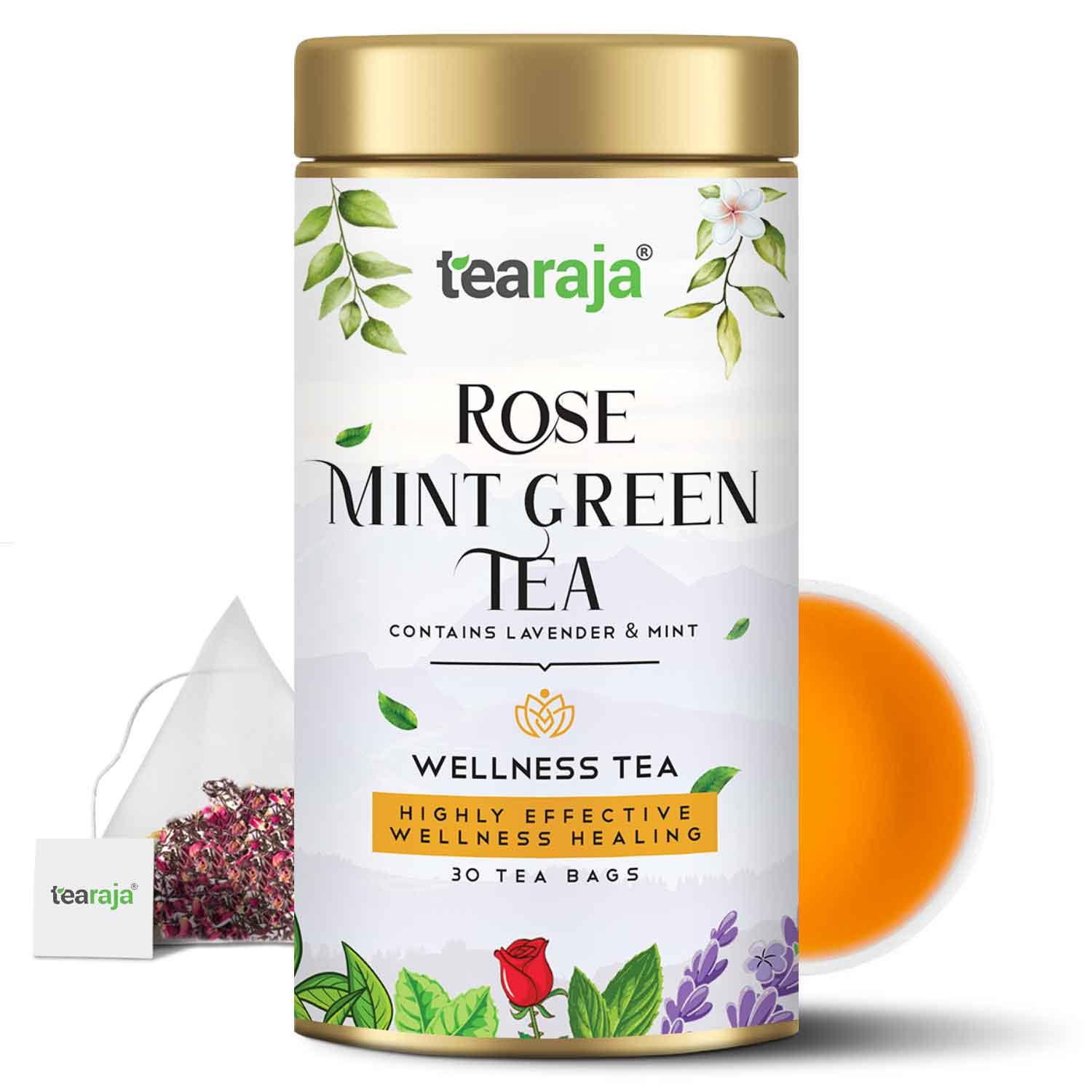 Green Lavender Rose Mint Tea 30 Teabags - Tearaja