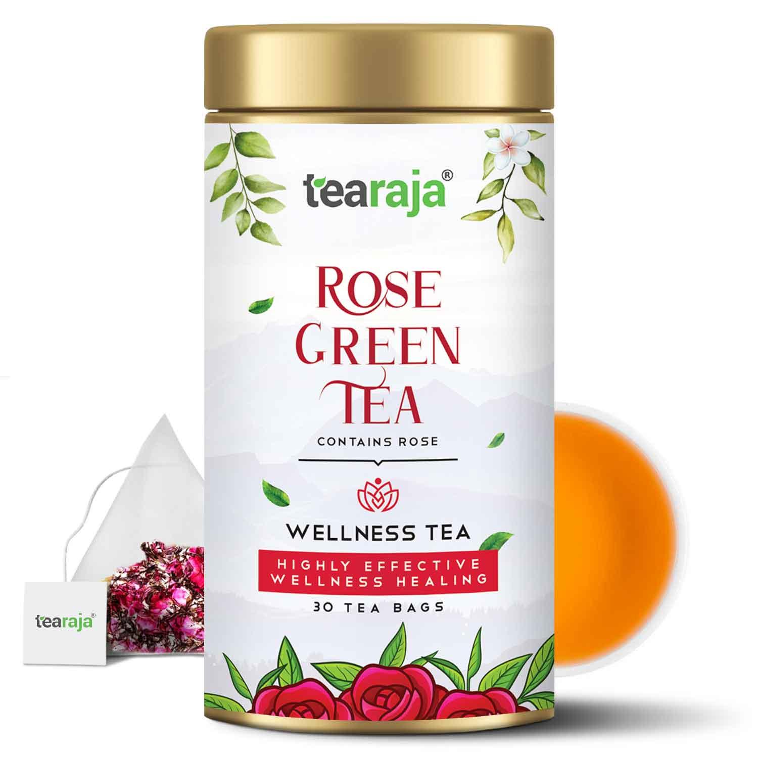 Rose Herbal Green Tea 30 Tea Bags - Tearaja